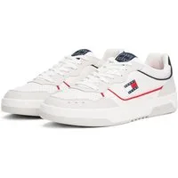 Tommy Jeans TJM CUPSOLE ELEVATED LEATHER Sneaker, Freizeitschuh, Halbschuh, Schnürschuh, bunte Paspel in Tommy Farben