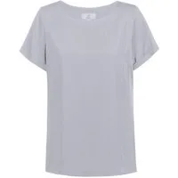 GREIFF Kurzarmbluse Greiff CHIFFON Damen Bluse Kurzarm Rundhals Regular Silbergrau