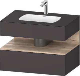 Duravit Qatego Einbauwaschtisch mit Konsolenwaschtischunterbau Eiche Marmoriert & Graphit Matt & Sup QA4785055800010