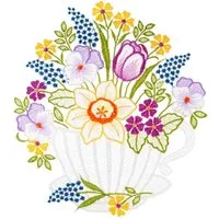 W. Reuter & Sohn - Plauener Spitze® Fensterbild Fensterbild "Kaffeetasse" farbig