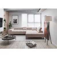 Home affaire Ecksofa Ancona New, wahlweise motorische Sitztiefenverstellung, auch in Cord, feine Steppung, mit Kopfteilverstellung, 3 Zierkissen, L-Form