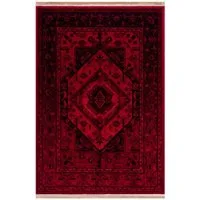 Vimoda Orientteppich ROYAL, in modern Rot mit eleganten Fransen luxuriös, ca. 2500 g/m², rechteckig, Höhe: 10 mm, weich, pflegeleicht, orientalisches Muster, für Wohnzimmer & Flur