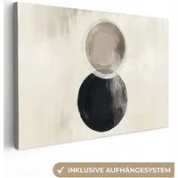 OneMillionCanvasses® Leinwandbild Kreise - Form - Beige - Abstrakt, Fotodruck (1 St), Leinwand Bilder Klein, Wand Dekoration Aesthetic 30x20 cm