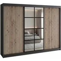 A&J MöbelLand GmbH Schiebetürenschrank NORIVO 200 cm mit 4 Schubladen, und 3D Lamellen (TOP ANGEBOT! Geräumiger Schrank mit einer Breite von 200 cm ideal zur Aufbewahrung von Kleidung und Accessoires. 4 Schubladen und viel Stauraum. TOP PRODUKT! Wähl