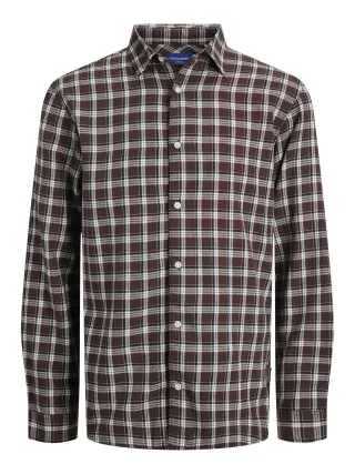 JACK&JONES - JORJOSHUA FLANNEL CHECK SHIRT LS LN Deep Mahogany - Gr. - S
