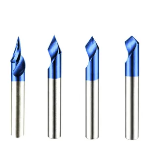 1/4Pcs CNC Engraving Carbide Milling Cutter 1/4 Inch Shank 50 mm TiAIN Coated 30 45 60 90 Degree Router Bit For Wood Ply