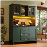 Celya Küchenbuffet Küchenschränke,Sideboards mit braunen Glastüren und LED-Beleuchtung (mit App-Steuerung, 1-St., B120/T40/H179 cm) Geschirrschrank mit verstellbare Ablagen,grün