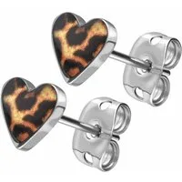 FILANGO Paar Ohrstecker Titan Ohrstecker LEOPARDENHERZ (Ohrstecker, 1-tlg)