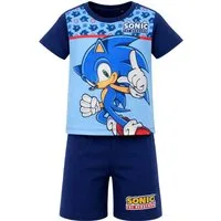 Sonic The Hedgehog Schlafanzug Sonic The Hedgehog Kinder kurz Pyjama Schlafanzug Gr. 98 bis 128, 100% Baumwolle