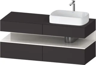 Duravit Qatego Konsolenwaschtischunterbau wandhängend Graphit Supermatt 1400x550x600 mm - QA47660228 QA4766022800000