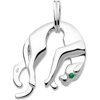 Tony Fein Kettenanhänger Panther Anhänger Zirkonia Stein Grün 925er Silber, Made in Italy für Damen und Herren
