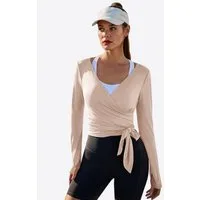 Imily Bela T-Shirt Damen Wickeloberteile Langärmlige Sportshirts (Packung, 1-tlg., 1per-Pack) einfarbig