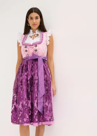 bonprix Dirndl mit Pailletten Schürze (2-tlg.Set), lila, Gr.54, Glänzendes Dirndl mit Pailletten-Schürze und Schnürung