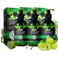 ALIVER Haarshampoo Kopfhaut Pflege Haarwachstum mit Rizinusöl Amlaöl Schwarzkümmelöl, 3-tlg., Vegan, mit biotin angereichert