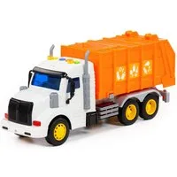 Polesie Spielzeug-Müllwagen LKW PROFI orange Schwungrad mit Licht Sound