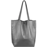 ITALYSHOP24 Schultertasche Made in Italy Damen Premium Leder SHOPPER Tasche HOBO Umhängetasche, Echtleder Business Bag leicht groß klassisch sicher geräumig Beutel