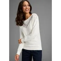 Laura Scott Strickpullover kuscheliger Winterstrick mit femininem Spitzeneinsatz