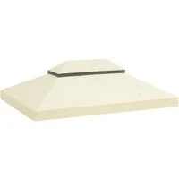 Outsunny Pavillon-Ersatzdach Pavillondach, Doppeldach, Ersatzteile aus Oxford-Stoff, 400 x 300 cm (Regenschutz Ersatzbezug, Ersatzdach Schutzhaube), für Garten, Party, Terrasse, Cremeweiß