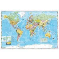 STIEFEL Pinnwand Weltkarte poli. englisch zum Pinnen auf EasyPrint-Platte, 120 x 80 cm