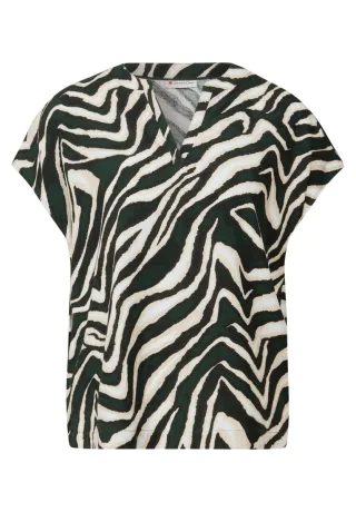 Street One - Bluse mit Zebra-Muster beige/grün - Gr. - 36