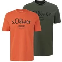 s.Oliver T-Shirt Casual (2-tlg) mit Rundhals-Ausschnitt, kurzarm, Logo-Aufdruck im 2er Pack