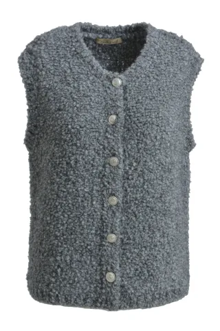 Smith&Soul - BouclÃ© Knit Vest with Buttons grey melange - Gr. - M