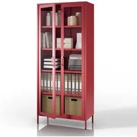 Jan Nowak Vitrine ANGELO Vitrine Glas Metall Stahl 80x185x45cm 4 Regale Sparkling (Stahl 0,6mm, 4 Regale 40kg, Hartglas 2 Türen, Wandmontage) Brilliance Beine regulierbar Wohnzimmer Salon