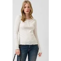 QS Langarmshirt T-Shirt Baumwollshirt mit Ripp-Ajour
