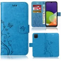 Numerva Handyhülle Bookstyle Flower Handytasche für Samsung Galaxy A22 / A22 5G, Klapphülle mit Blumenmuster Flip Cover