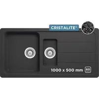 Schock Granitspüle COMO D-150L, eckig, 100/50 cm, inklusive ab- und Überlaufgarnitur, Drehhexcenter, Diamantbohrer