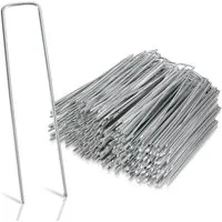 Clanmacy Bodenanker Erdanker Zelthering Befestigungs für Unkrautvlies, für Wiesen, Garten, Ackerland, Teich, Blumenbeet, Einfahrt, uwn., Montageart: Freistehend, (Heringe, Befestigungsanker, 200-St., 15x2.5cm (LxB),φ0.28cm, für Innen-/Außenbereich), 