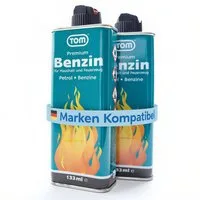 TOM Feuerzeug Benzin 133 ml Flasche im Set zum nachfüllen (2-St), 5er oder 2er Set, kompatibel für alle Marken