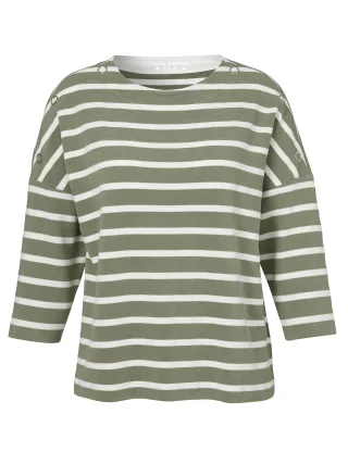 VIA APPIA DUE - Sweatshirt U-Boot 3/4 Arm Ringel salbei / ecru - Gr. - 48