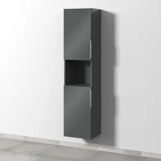 Sanipa 3way Hochschrank mit 2 Türen und 1 offenem Fach, Anthrazit-Glanz UF11679
