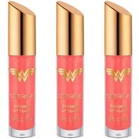 Catrice Lipgloss Wonder Woman Shimmer Lip Glaze, 3-tlg., Hochglanz-Mix aus Lippenöl und Gloss, pflegt und spendet Feuchtigkeit.