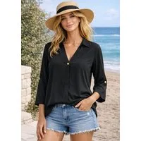Laura Scott Klassische Bluse feminin geschnitten, unifarben, aus Polyester