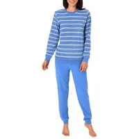 Normann Pyjama Kuscheliger Frottee Pyjama für Damen mit Bündchen Streifenoptik
