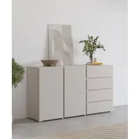 OTTO home Sideboard Metric,Breite 138 cm, grifflose Kommode 2 Türen/4 Schubkästen, Schubladenschrank mit viel Stauraum, Einlegeböden verstellbar