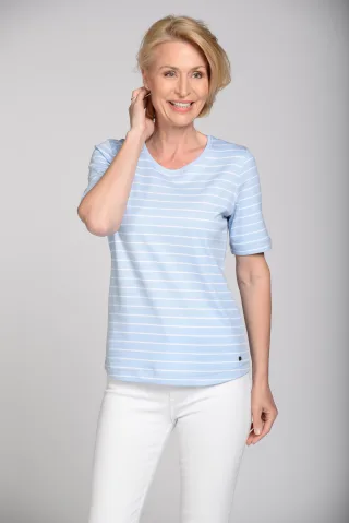CLARINA - Rdh.-Shirt, Ringel 612 bleu-weiss - Gr. - 42