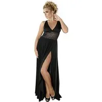 Andalea Negligé langes Kleid in schwarz - 50/52