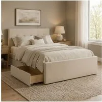 Homestyle4u Polsterbett 90x200 120x200 140x200 Doppelbett Bettgestell Stauraum mit Kopfteil (Set, Set, mit Lattenrost, 2 Bettkästen / Schubläden), 140x200, mit Stauraum