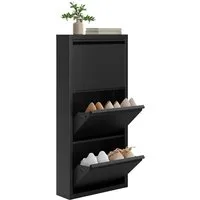 Woltu Schuhschrank (1-St) mit 3 Klappen, für 9 Paar Schuhe, Schuhregal aus Metall