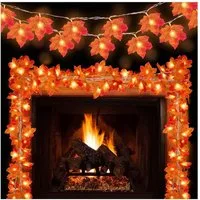 Qualra LED Dekolicht 1.5/3/6M Ahornblatt Lichterkette Batterie Halloween Lichterkette, für Thanksgiving, Dekoration, Heimparty