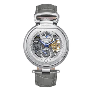 Heritor Automatische Lincoln-Skelettuhr mit Lederarmband und Mondphase