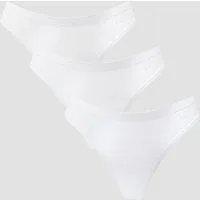 MP Damen VPL-freier Tanga mit mittelhohem Bund (3er-Packung) – Weiß - S