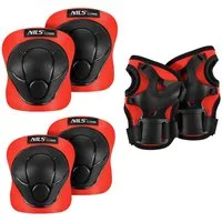 NILS EXTREME Protektoren-Set Schoner Set Inlineskates Skateboard Protektoren Schützer rot (6-tlg), Bequemer Sitz dank Klettverschluss und Gummiband