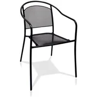 KHG Gartenstuhl mit Armlehnen & Gittergeflecht Anthrazit, bis 150 kg belastbar, aus Stahl mit E-Coating-Beschichtung, bis 150 kg belastbar, stapelbar