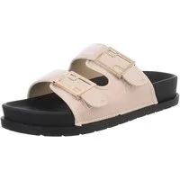 Ital-Design Bequeme Damen-Sandalen mit Schnallen fürs Freizeitstyling Pantolette (89372766) Flach Pantoletten in Beige