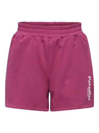 ONLY - Lässige Sweatshorts mit Tunnelzug und Print violet - Gr. - S