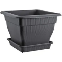 BURI Pflanzkübel XXL Pflanzkübel 60x60 Blumentopf Wasserspeicher Blumenkübel grau 70 L